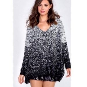 Wildfox Pixel Party Wool Sweater Ombre Jumper Oversized Pullover Loose Tunic NWT